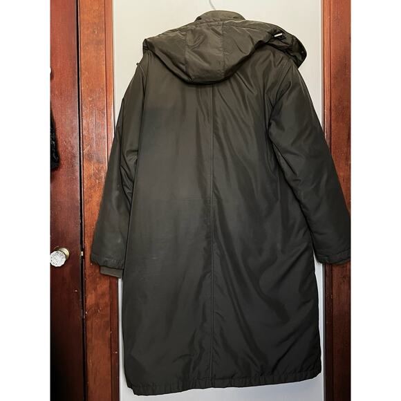 LANDS END DK OLIVE GREEN HOODED HEAVY DOWN LONG PARKA COAT MENS XL / 46-48 - Picture 2 of 5